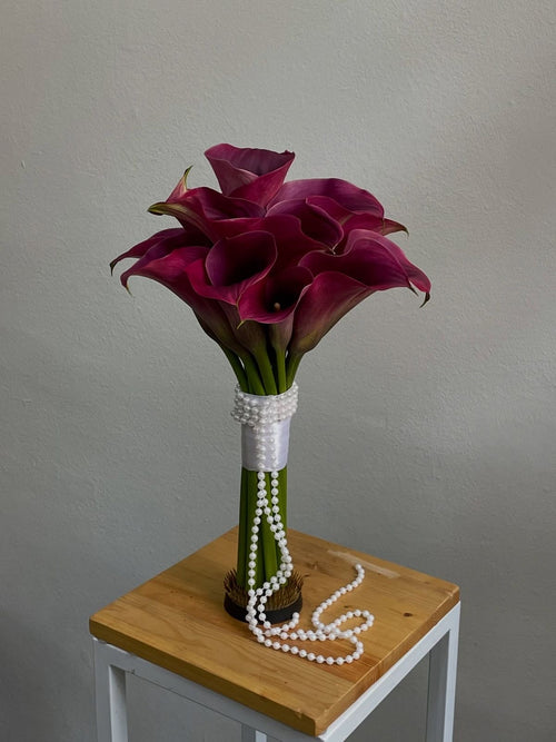 Bridal Bouquet Purple Calla Lilies