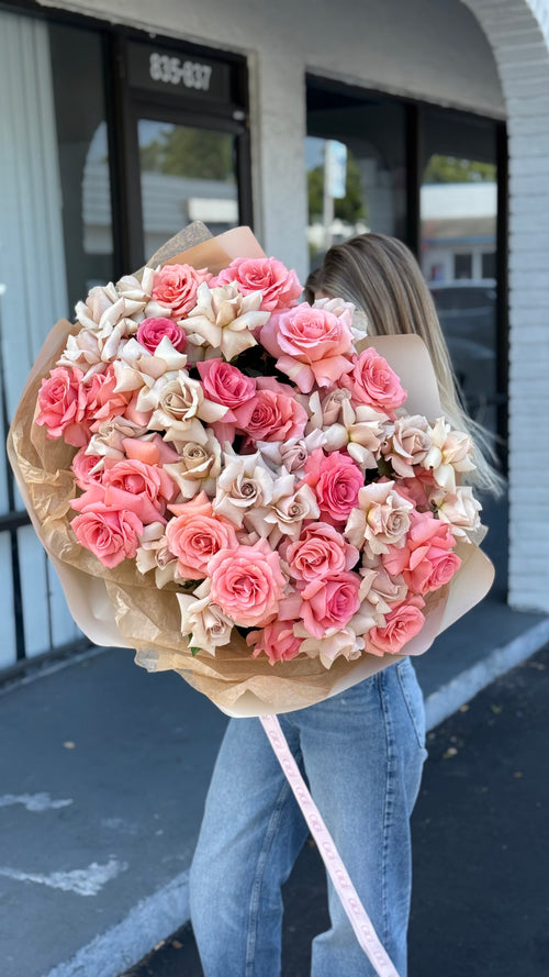 Pink and Creme roses Bouquet