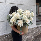 Basket of French White Roses