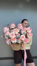 Basket of Pink French Roses