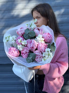 Bouquet Pink Peonies with Stock