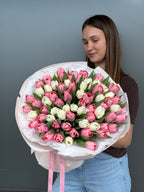 Pink and white tulips