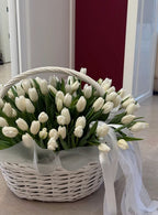 Basket White Tulips
