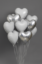 Balloon Set “White & Silver Hearts”
