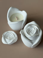 White Rose Ceramic Candle