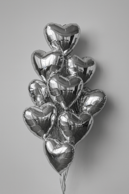 “Silver Hearts” Balloons