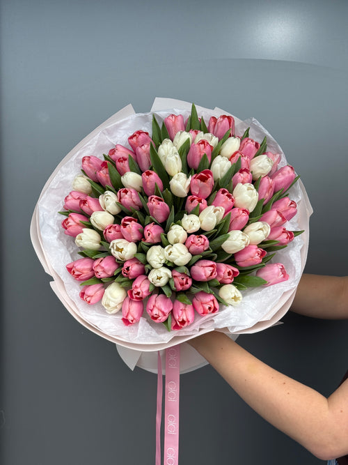 Pink and white tulips